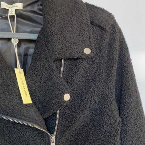 NWT Max Studio Faux Shearling Moto Jacket - Picture 6 of 8